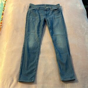 7 For All Mankind Gwenevere light blue mid rise skinny jeans size 31 zipper fly